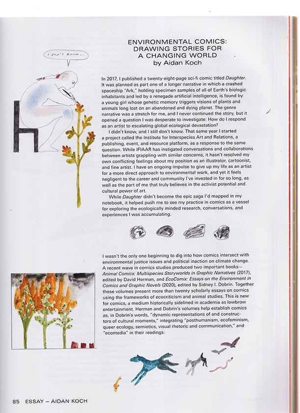 scan of Bomb Magazine page with Environmental Comics essay